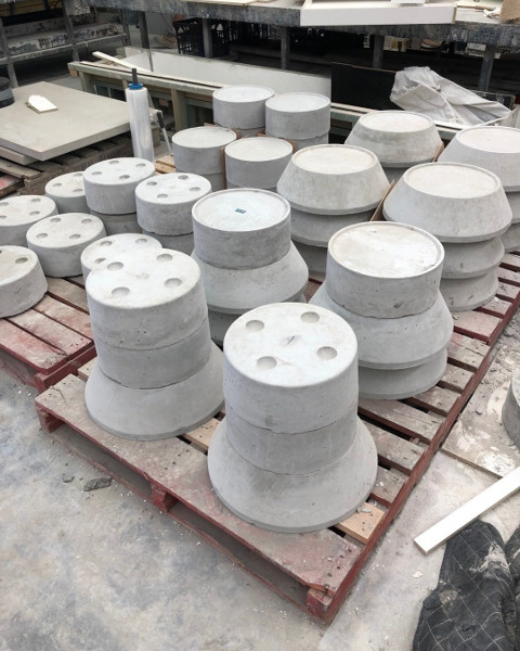 Precast piers ready for transport.