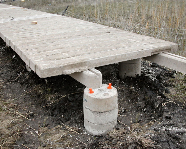 Precast piers, beams and treads.