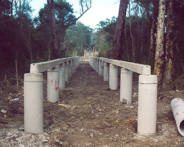 Elevated boardwalks installed onto potted concrete pipes/