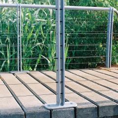 Galvanised steel fencing attached to concrete boardwalk